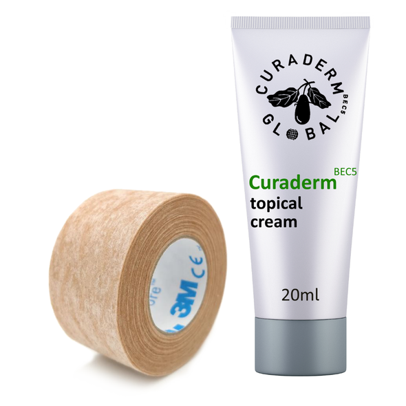 Curaderm BEC5 cream 20ml topical cream + micropore tape