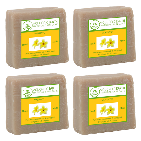 Natural Handmade Frangipani Coconut Oil Soap - 4 bars