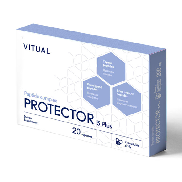 protector 3 plus peptide bioregulator by vitual, 20 capsule box