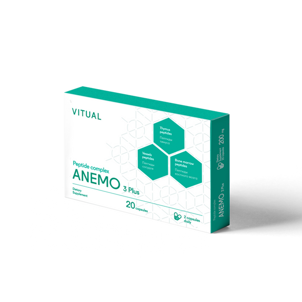 Anemo 3 Plus - Endurance & Immune System Peptide Bioregulator Complex 20 Capsules