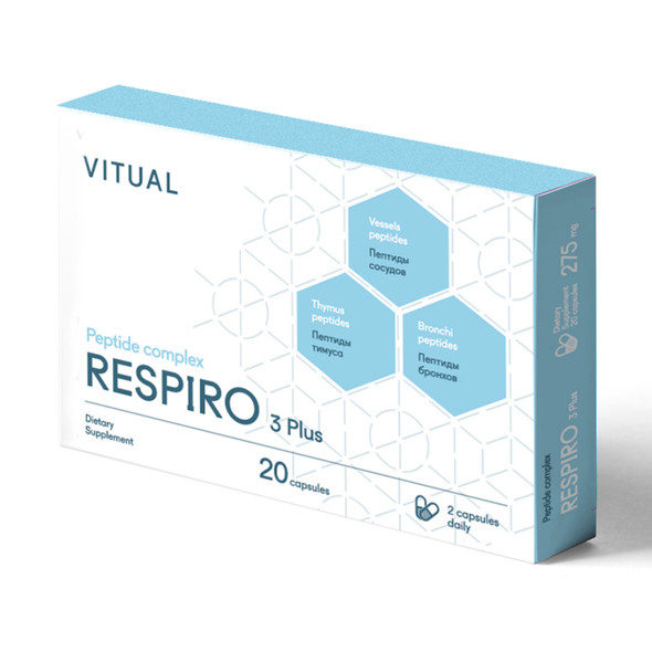 respiro 3 plus peptide bioregulator by vitual, 20 capsule box