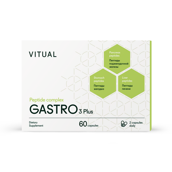 Gastro 3 Plus - Digestive System Peptide Bioregulator Complex 60 Capsules