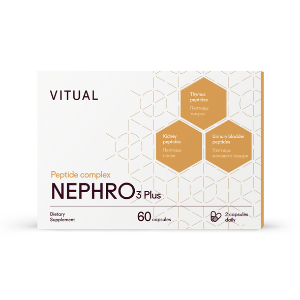 Nephro 3 Plus - Urinary System Peptide Bioregulator Complex 60 Capsules