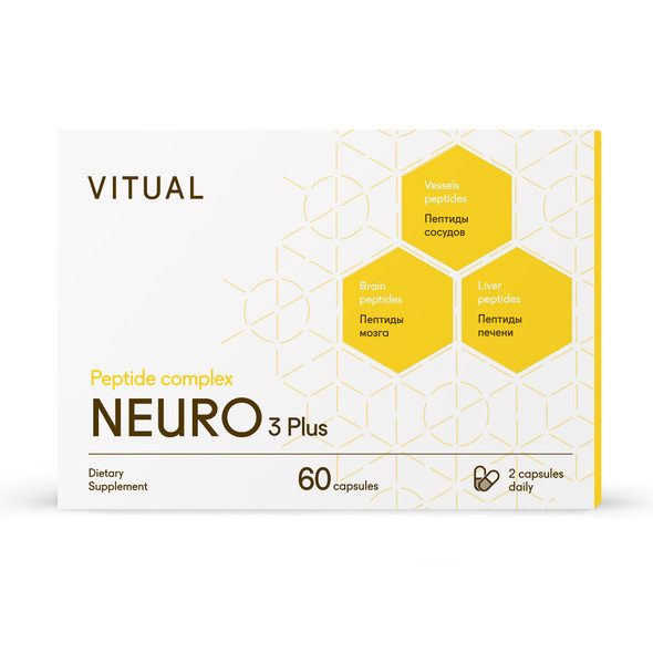 neuro 3 plus peptide bioregulator by vitual, 60 capsule box
