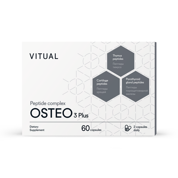 Osteo 3 Plus - Musculoskeletal System Peptide Bioregulator Complex 60 Capsules