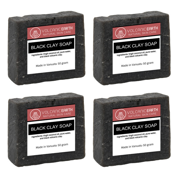 Natural handmade Black Clay soap - 4 bars