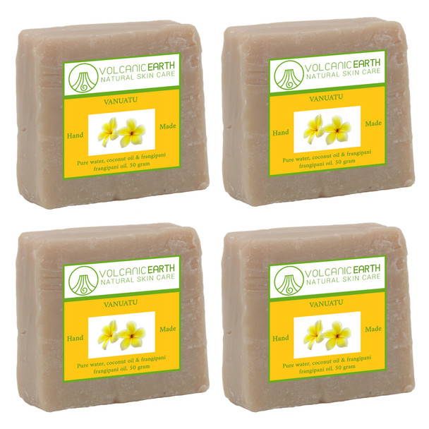 Natural Handmade Frangipani Coconut Oil Soap - 4 bars