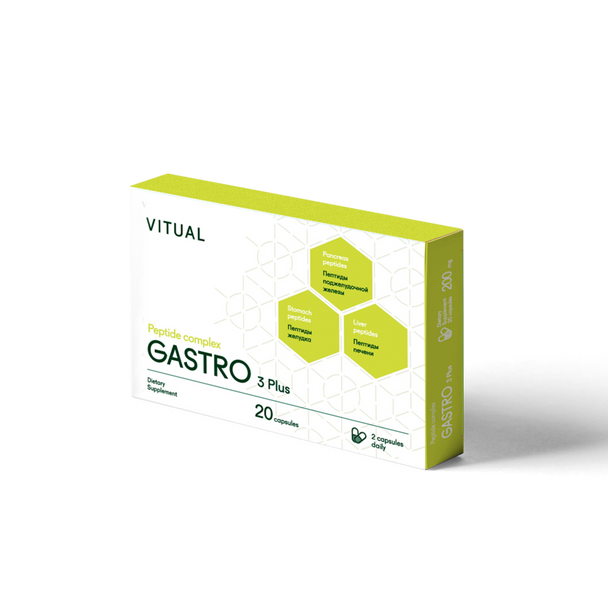 Gastro 3 Plus - Digestive System Peptide Bioregulator Complex 20 Capsules