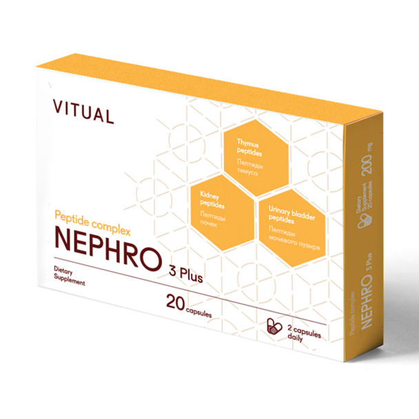 nephro 3 plus peptide bioregulator by vitual, 20 capsule box