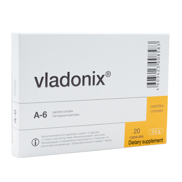 Vladonix A-6 Natural Thymus Peptide - available in 20 & 60 capsules