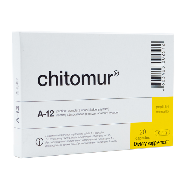 Chitomur A-12 Natural Bladder Peptide Bioregulator - available in 20 & 60 capsules