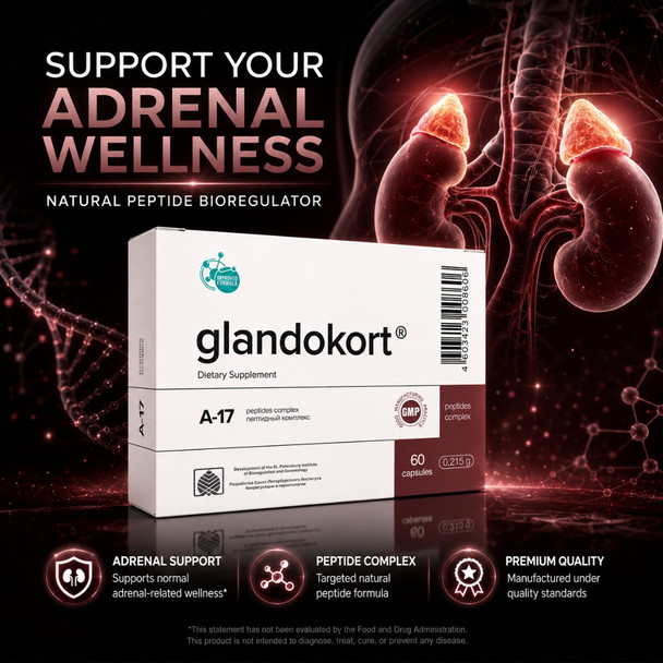 Glandokort A-17 Adrenal Peptide Bioregulator 20 Capsules