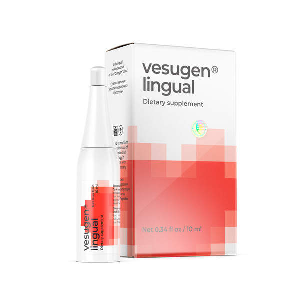 Product box of Vesugen Lingual peptide bioregulator