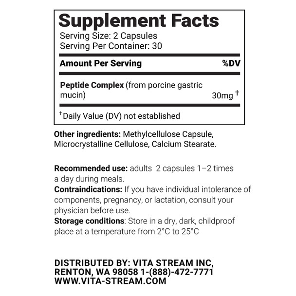 Gastrogen – Gastric Mucin Natural Peptide Bioregulator 60 Capsules