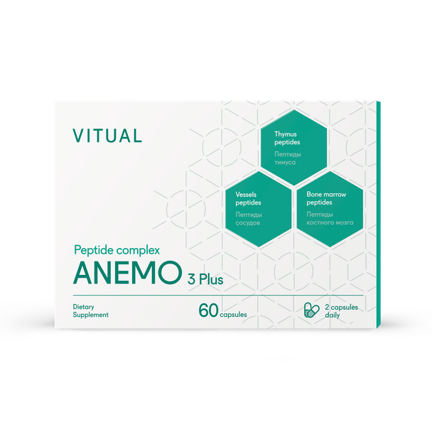 Anemo 3 Plus - Endurance & Immune System Peptide Bioregulator Complex 60 Capsules