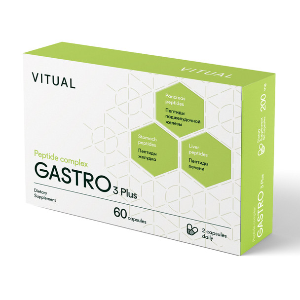 Gastro 3 Plus - Digestive System Peptide Bioregulator Complex 60 Capsules