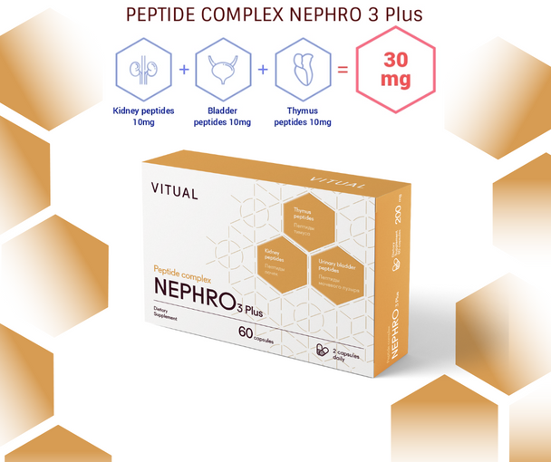 Nephro 3 Plus - Urinary System Peptide Bioregulator Complex 60 Capsules
