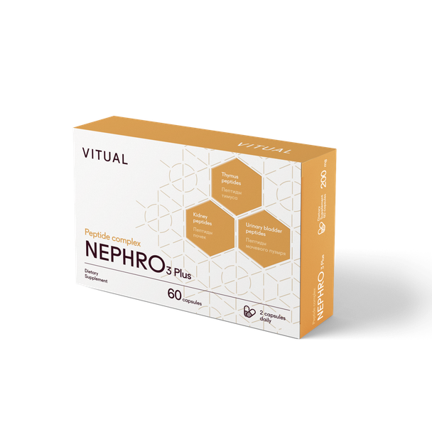 Nephro 3 Plus - Urinary System Peptide Bioregulator Complex 60 Capsules