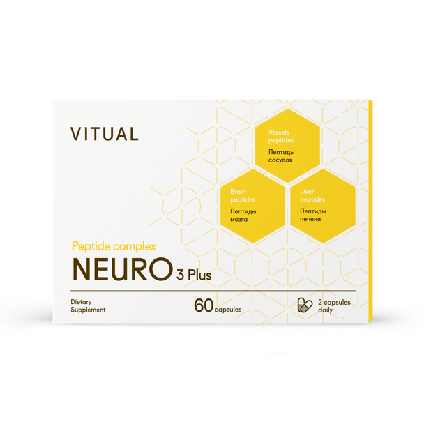 Neuro 3 Plus - Nervous System & Brain Peptide Bioregulator Complex 60 Capsules