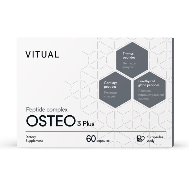 osteo 3 plus peptide bioregulator by vitual, 60 capsule box