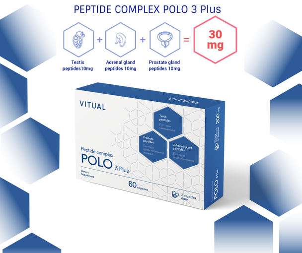 Polo 3 Plus - Male Health Peptide Bioregulator Complex 60 Capsules