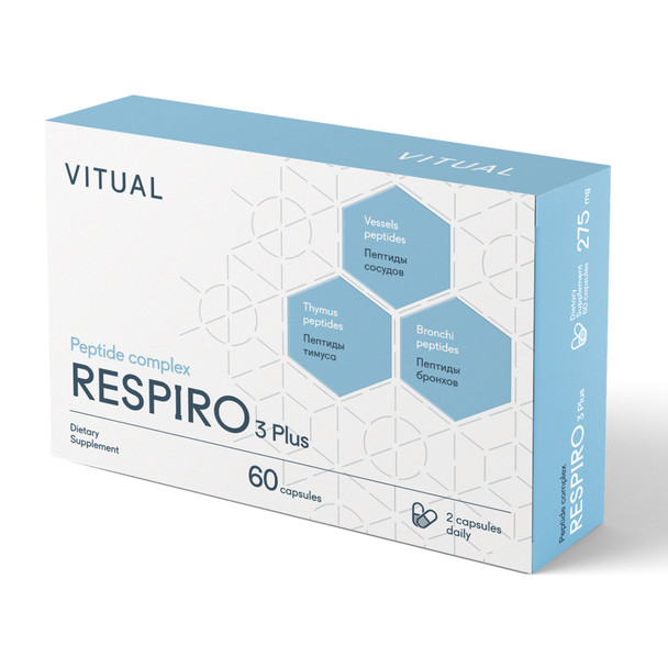 respiro 3 plus peptide bioregulator by vitual, 60 capsule box