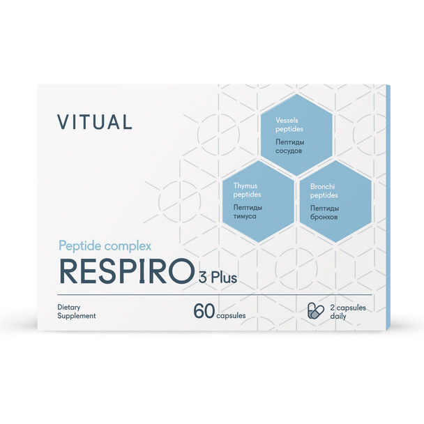 respiro 3 plus peptide bioregulator by vitual, 60 capsule box