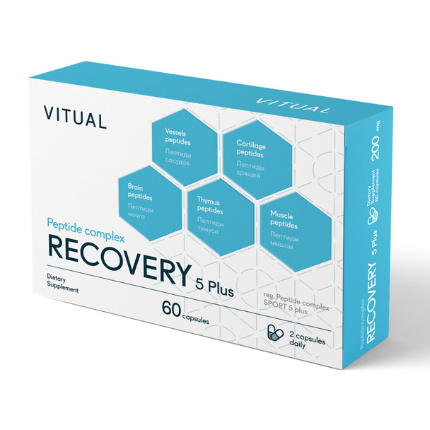recovery 5 plus peptide bioregulator by vitual, 60 capsule box