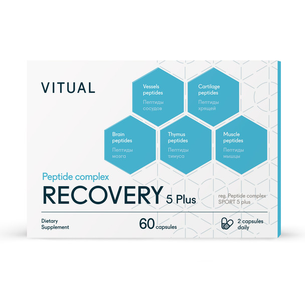 recovery 5 plus peptide bioregulator by vitual, 60 capsule box