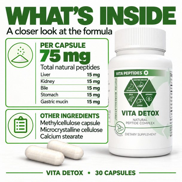 Vita Detox – Natural Peptide Bioregulator Complex 30 Capsules
