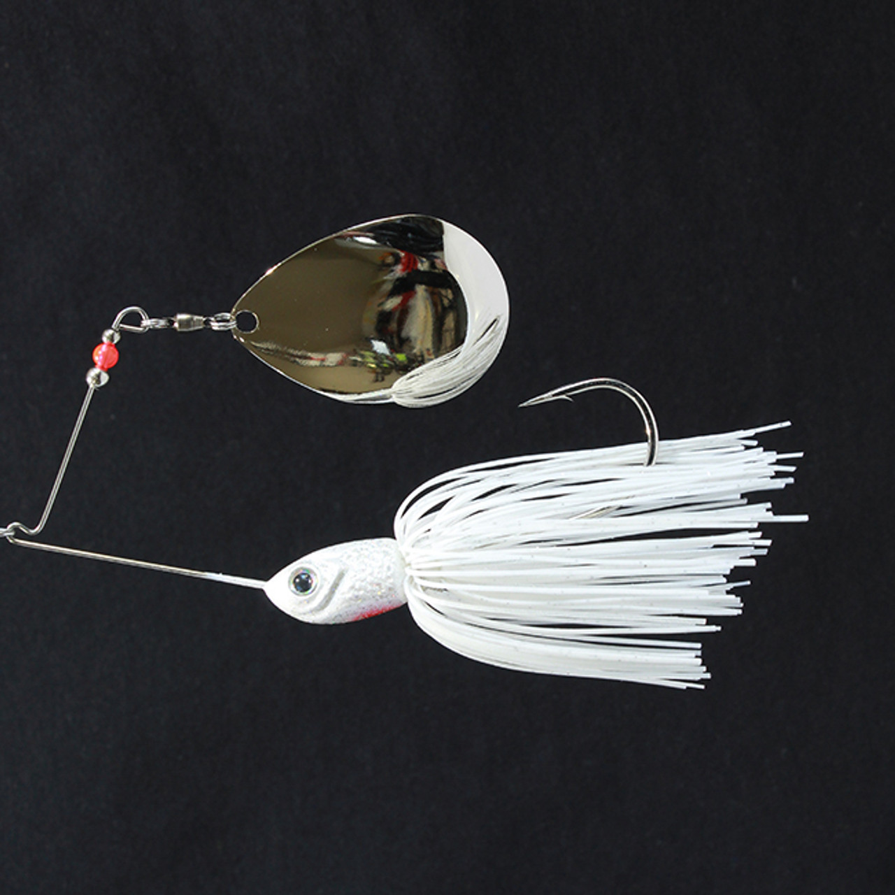 1) 1/2 oz Custom Tandem Spinnerbait (White Glitter/Red) - Bass Fishing -  NEW