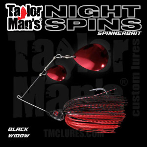 Night Spins nighttime spinnerbait with premium blade and hand-tied silicone skirt