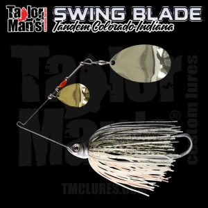 SwingBlade spinnerbait with tandem Colorado and Indiana blades and hand-tied Mr. Brownstone skirt