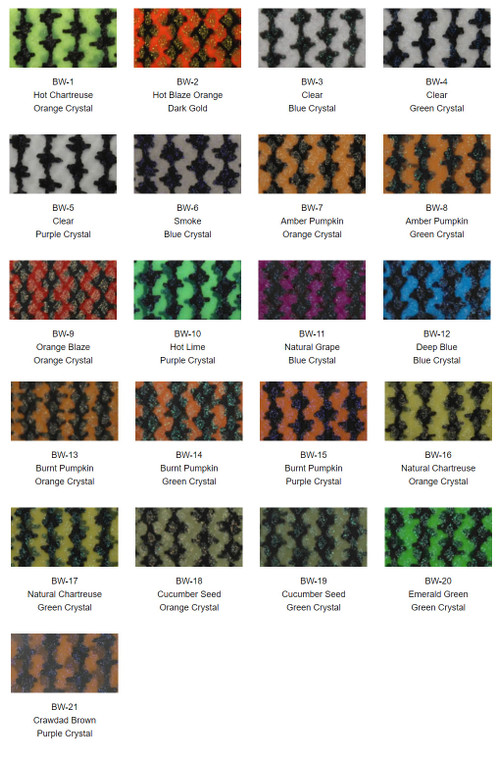 Barbed Wire Jig Skirt Material | Fishing Skirt Material - FULL COLOR CHART