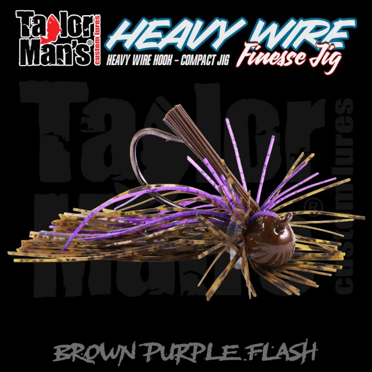 Heavy Wire Finesse Jig with hand-tied silicone skirt, round ball head, weed guard, and heavy wire hook
