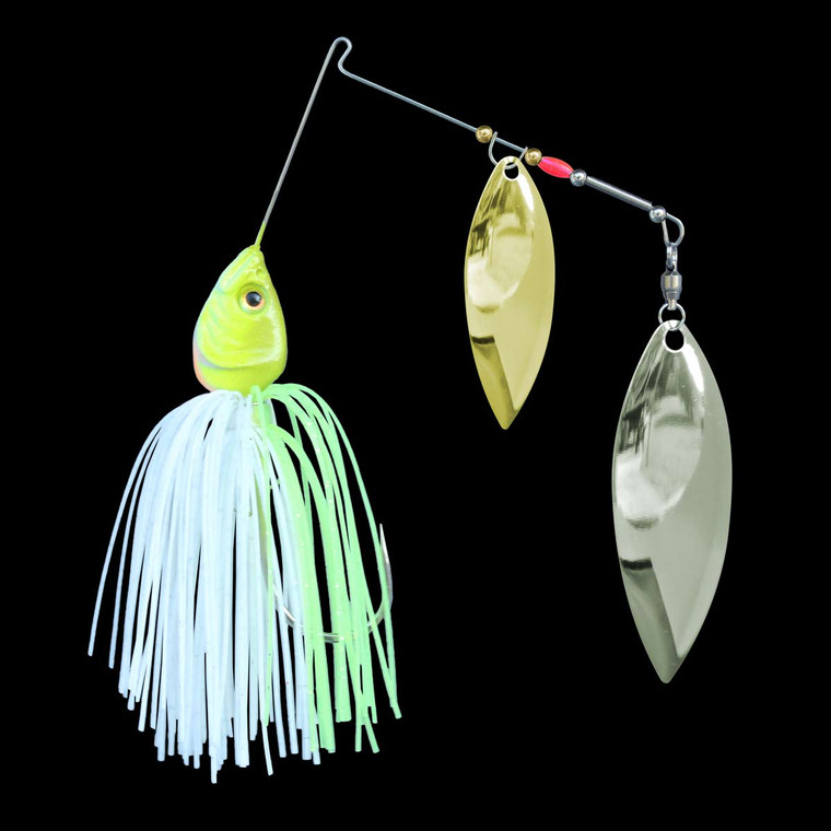 Glamour Shad™ Double Willow Leaf Spinnerbait - Pattern - Chartreuse White 
Made in North Carolina using USA Made Products. Get The NET!