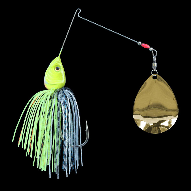 Glamour Shad™ Single Blade Spinnerbait - Pattern - Chartreuse Shad. Multiple blade options - Indiana, Colorado, Willowleaf, in several finishes including nickel, 24-k gold plated, and painted blade options..