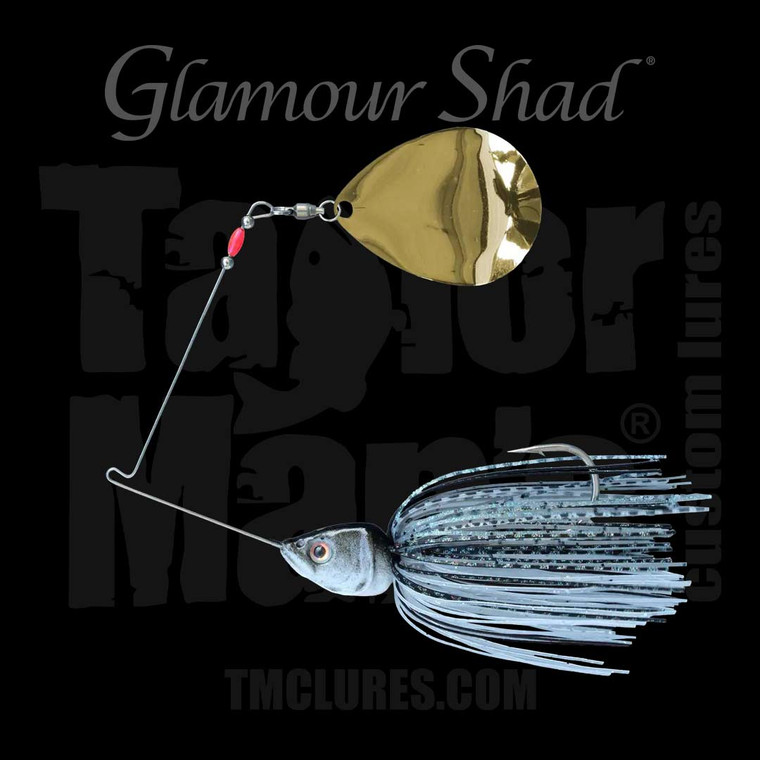 Glamour Shad spinnerbait with single blade and hand-tied silicone skirt