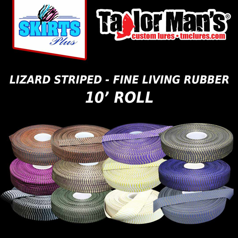 Fine Living Rubber Skirt Material Lizard Striped - 10 foot roll