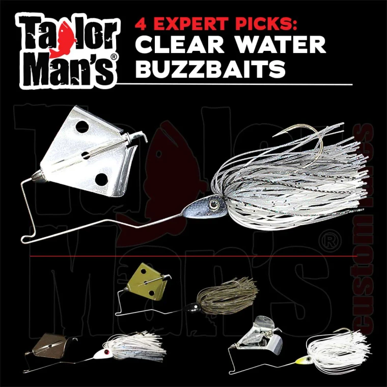 Four expert-selected Taylor Man's clear water buzzbait picks for bass fishing