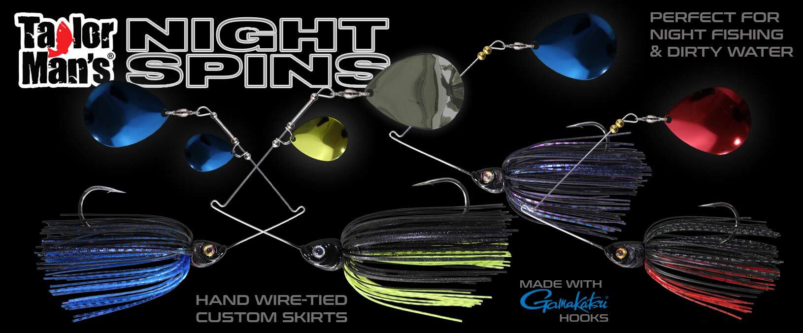 Taylor Man's Night Spins Spinnerbaits banner.