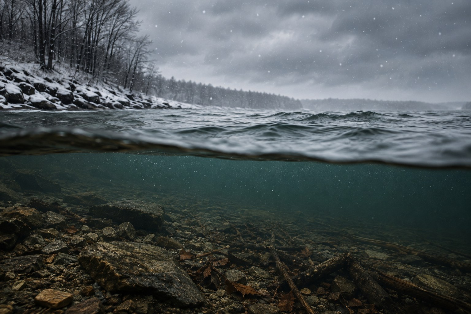 Cold Water (50°F and below) bass fishing conditions