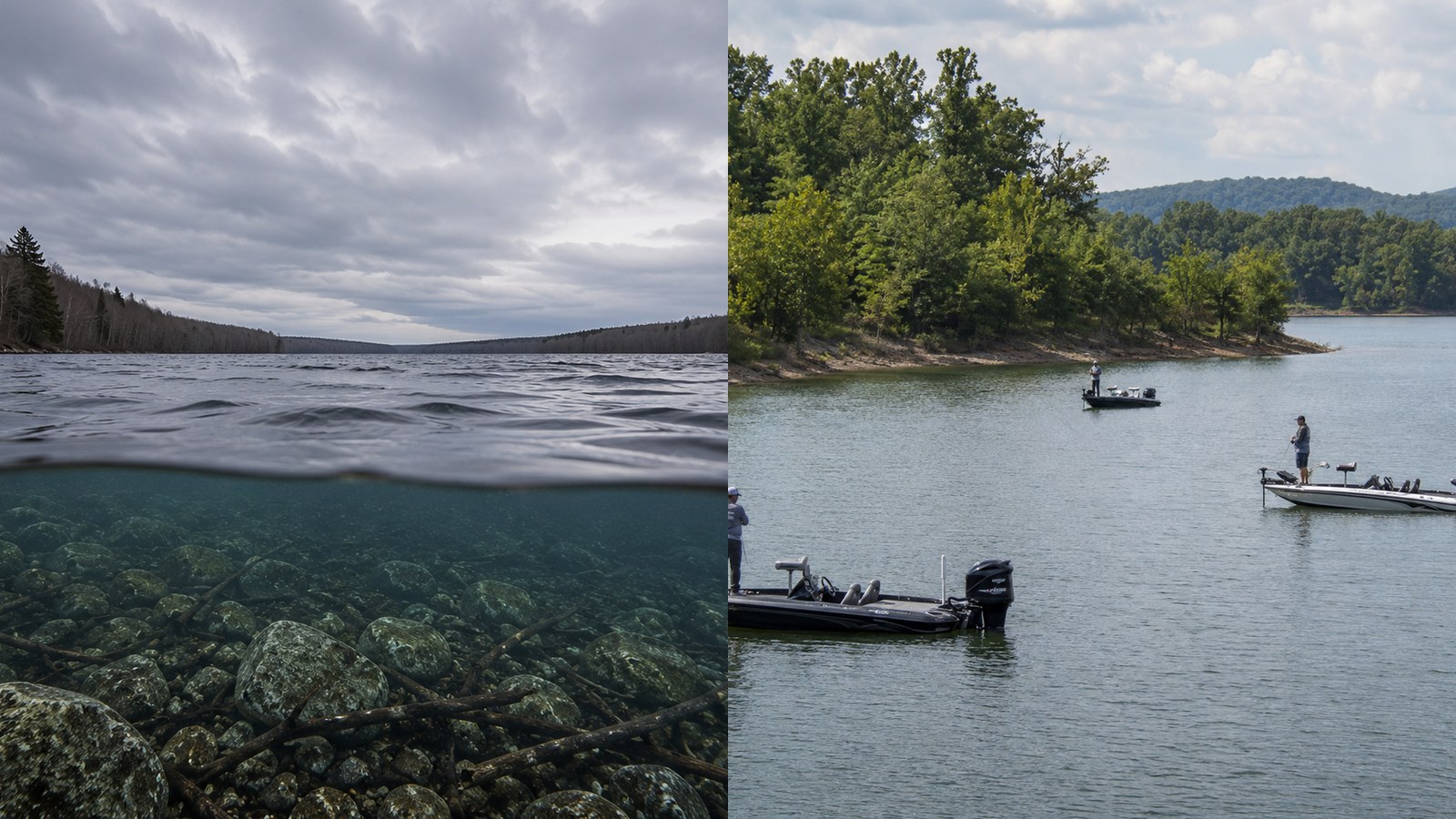Cold-front and heavily pressured bass fishing conditions