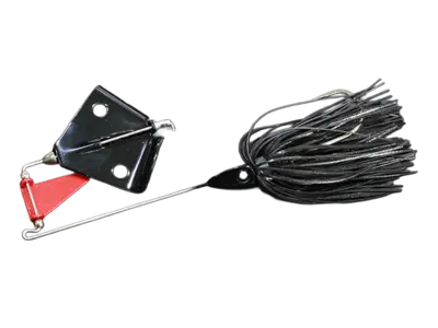 Complete black buzzbait combination with red accent blade