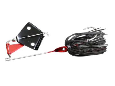 Complete black and red buzzbait combination