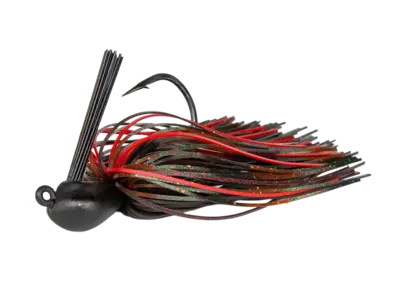 Complete black and red bass jig combination