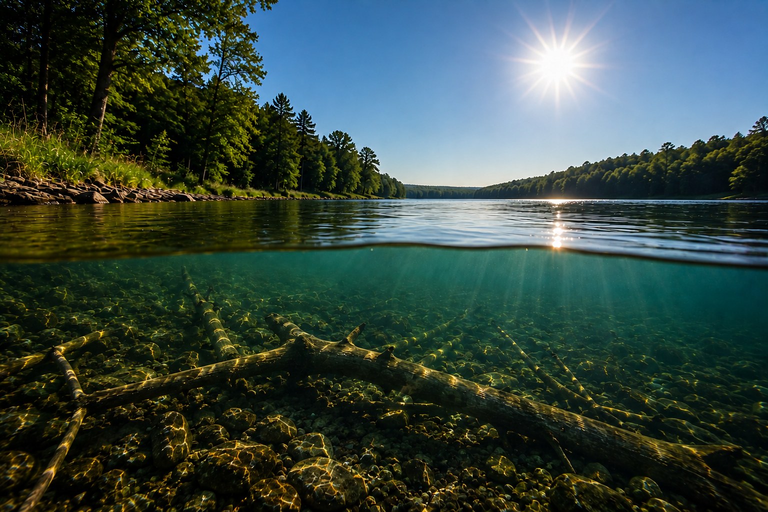 Bright, Sunny and Calm bass fishing conditions