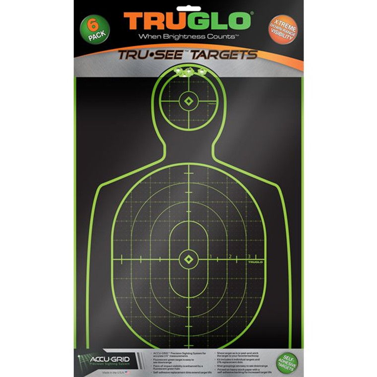 TRUGLO Handgun Silhouette Target 12x18 12PK