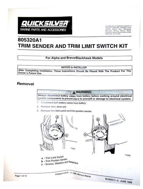 MerCruiser Trim Sender Kit