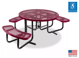 OUTDOOR PICNIC DINING TABLE Commercial - Round - 3 Bench - Wheelchair Accessible